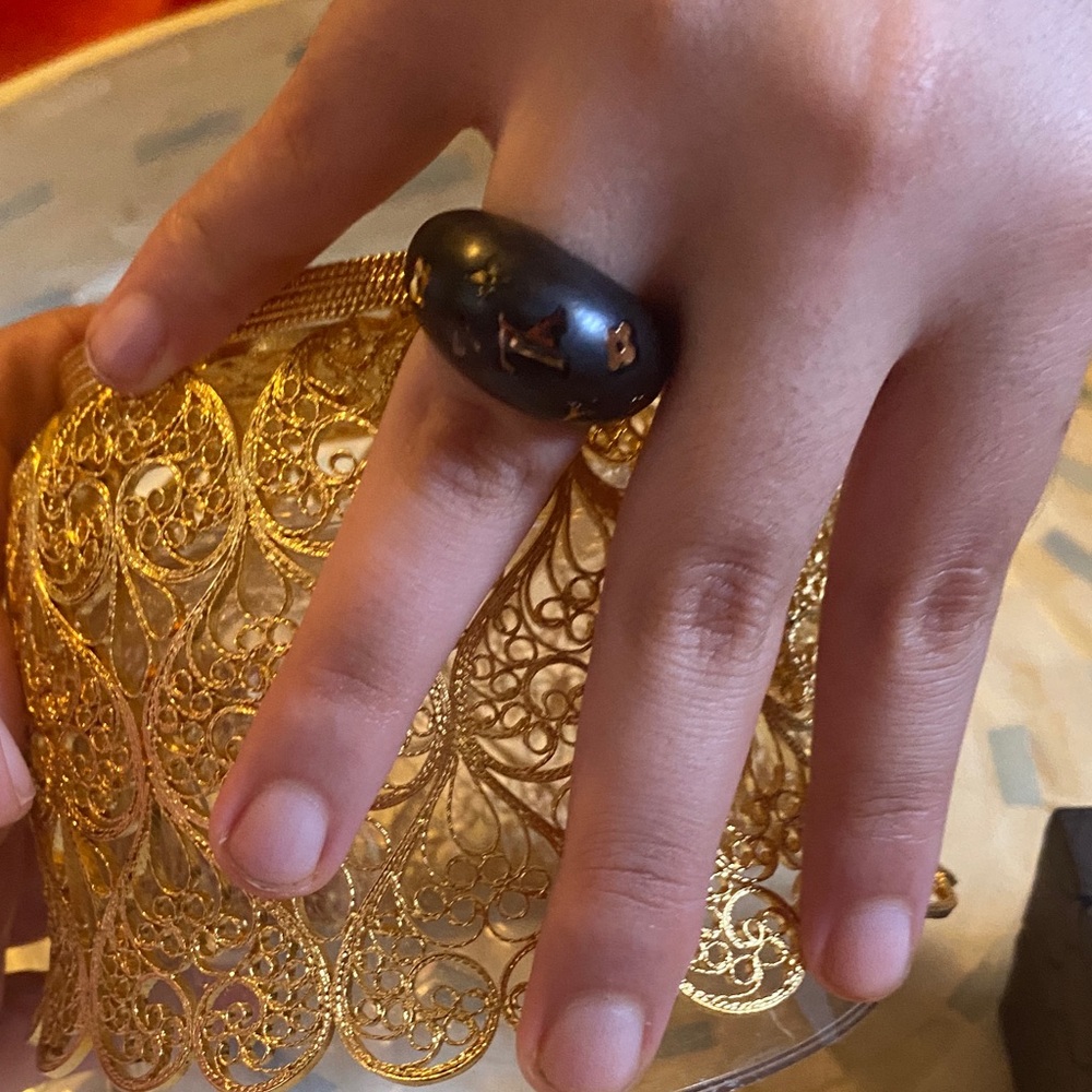 🖤♠️♣️💛❤️‍🔥Louis Vuitton Silvania Wood Sz 6 Ring M GA0132  With Box🎁 - Picture 7 of 15